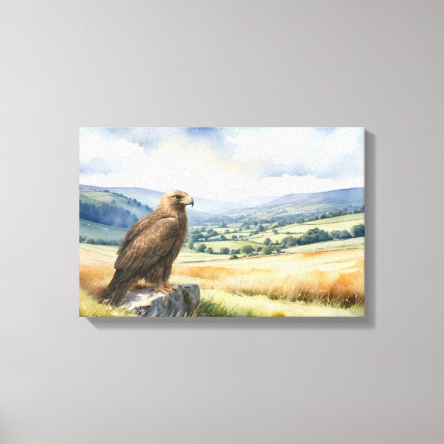 Toile Golden Eagle Bird Wildlife Art Watercolor Style  (Recto)
