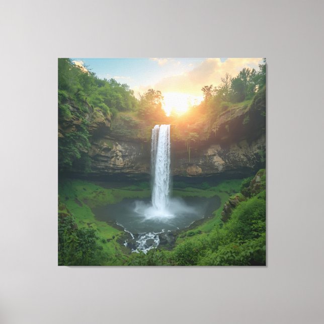 Toile Golden Falls at Dusk - Tranquille Nature Wall Art (Recto)
