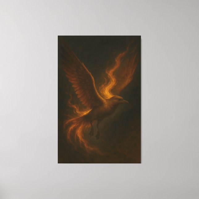 Toile Golden Fire Phoenix • Luxury Fine Art Canvas Print (Recto)