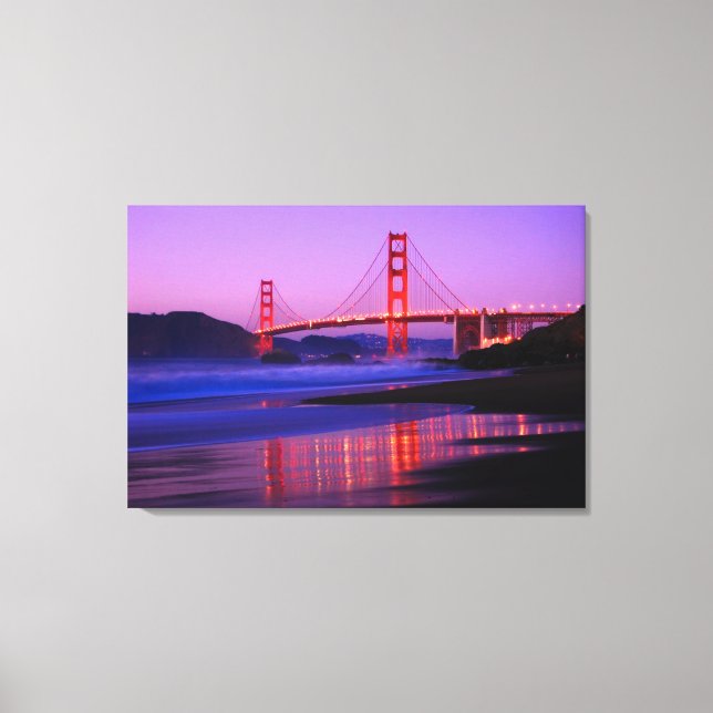 Toile Golden Gate Bridge sur Baker Beach à Sundown (Recto)