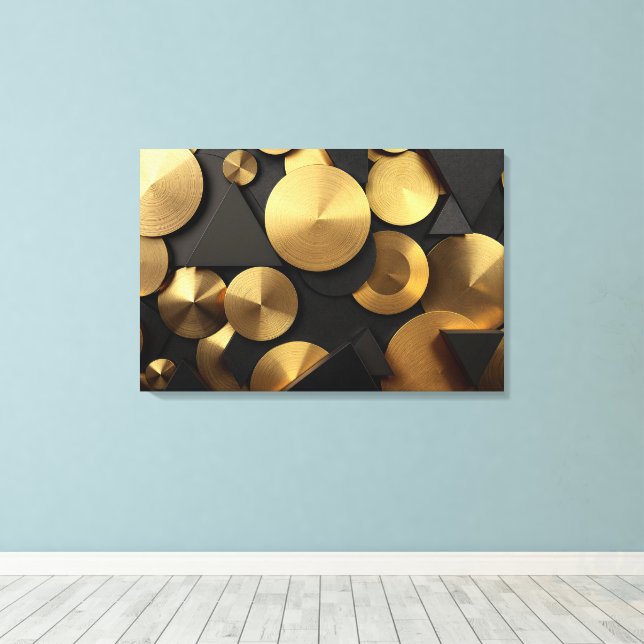 Toile Golden Geometry Luxury Abstrait (Insitu (Plancher de Bois))