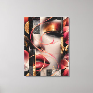 Toile Golden Glamour Woman Collage Art