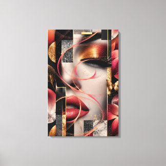 Toile Golden Glamour Woman Collage Art