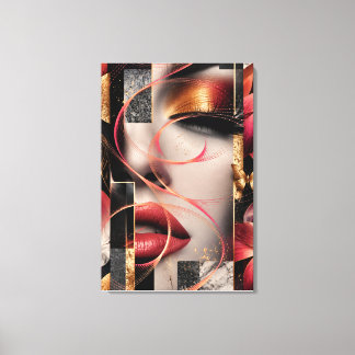 Toile Golden Glamour Woman Collage Art