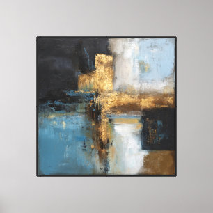 Toile Golden Gridscape – Abstrait d'art mural