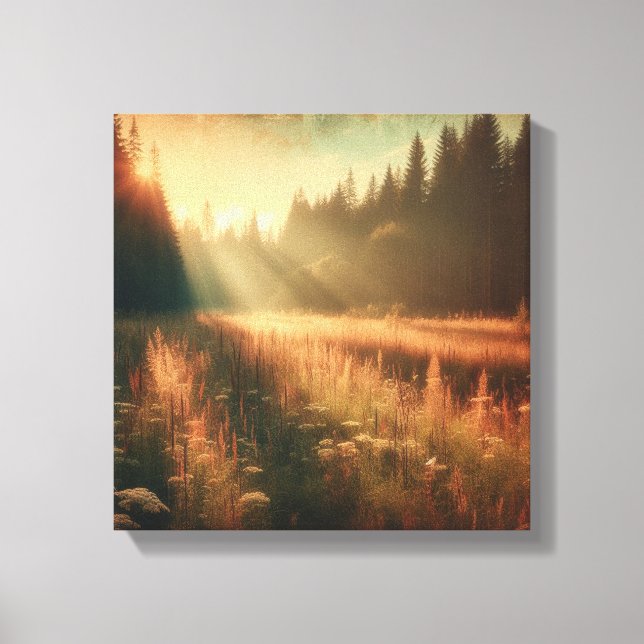 Toile Golden Meadow Serenity – Vintage Canvas Art (Recto)