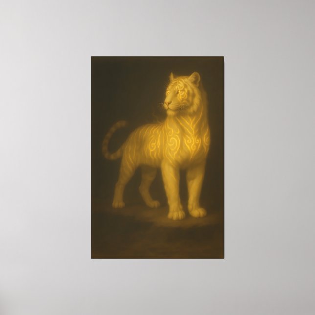 Toile Golden Mystic Tiger – Fantasy Art Painting (Recto)