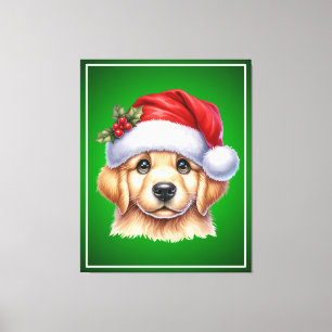 Toile Golden Retriever Chien avec le Père Noël Style-825