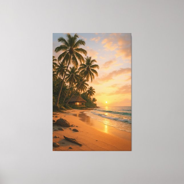 Toile Golden Serenity - Tropical Beach Sunset (Recto)