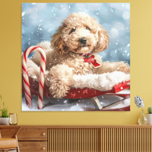 Toile Goldendoodle Chien Festif de Noël