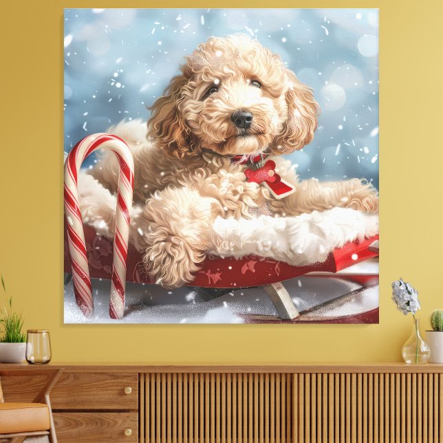 Toile Goldendoodle chien festif de Noël  (Insitu(Salon))