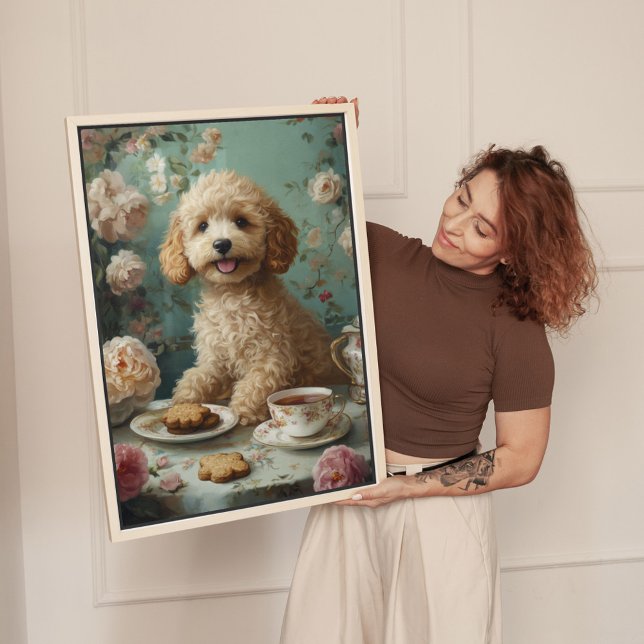 Toile Goldendoodle Chien Thé Vintage (Créateur téléchargé)