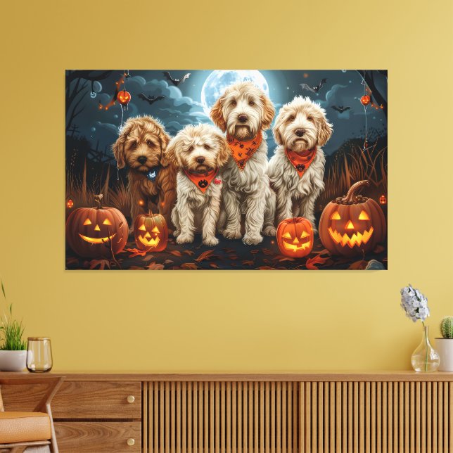Toile Goldendoodle Halloween Éffrayant (Insitu(Salon))