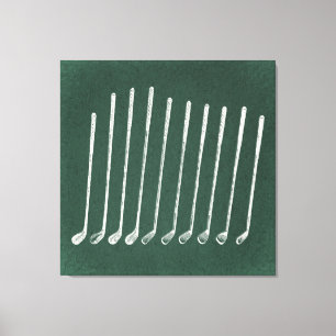 Toile Golf Clubs Antique Golf Art Vintage Vert Style