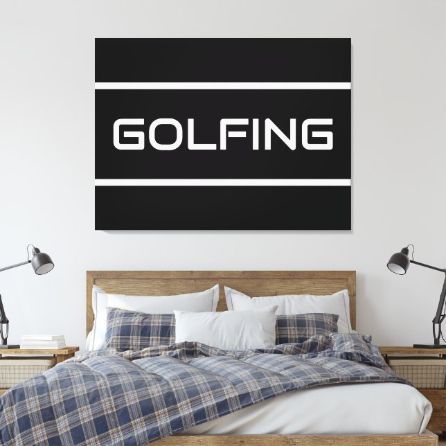 Toile GOLF Écriture Blanche Moderne en Rayures sur Fond  (Insitu(Chambre))