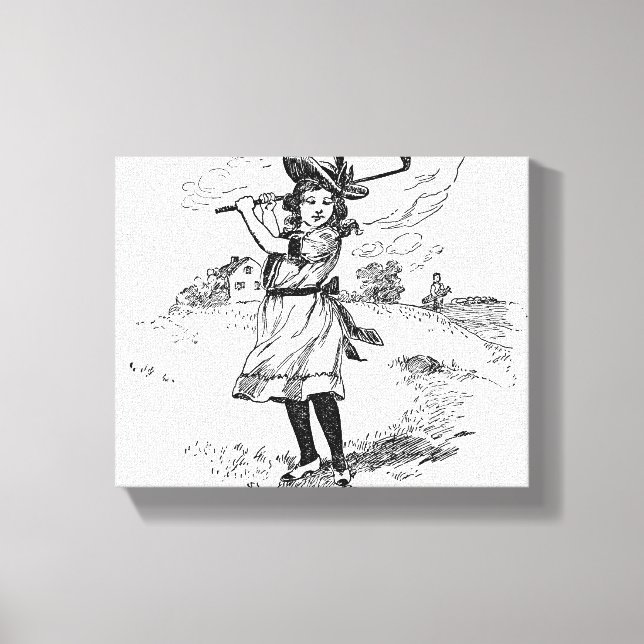 Toile Golf Girl Golfing Art Vintage (Recto)