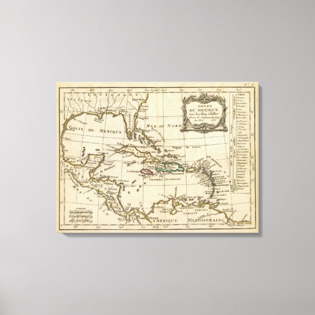 Toile Golfe du Mexique, Caraïbes (Recto)
