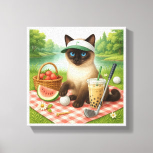 Toile Golfer Cat est pique-nique dans le jardin