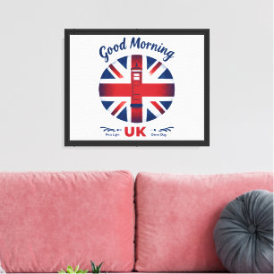 Toile Good Morning UK - Union Jack & London Téléphone Bo