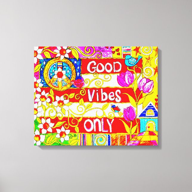 Toile Good Vibes seulement, Panneau de Paix, Drapeau, Ma (Recto)