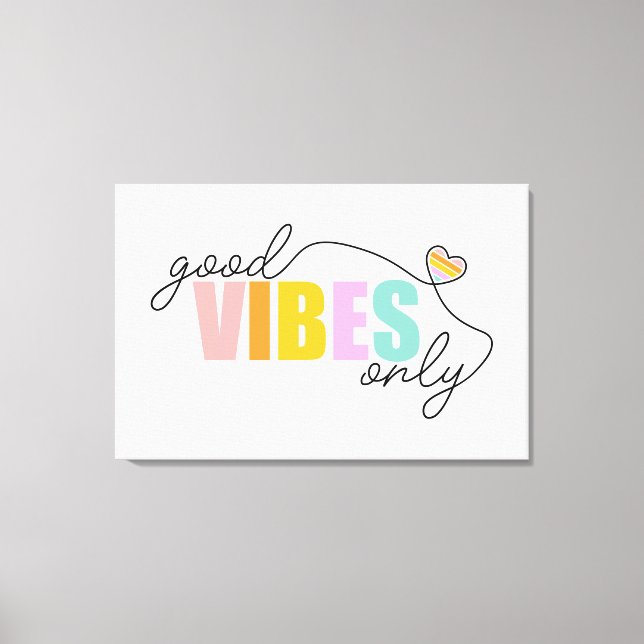 Toile Good Vibes seulement Rainbow Heart (Recto)