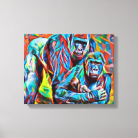 Gorilla Ape Famille jungle Abstraite Animaux Art