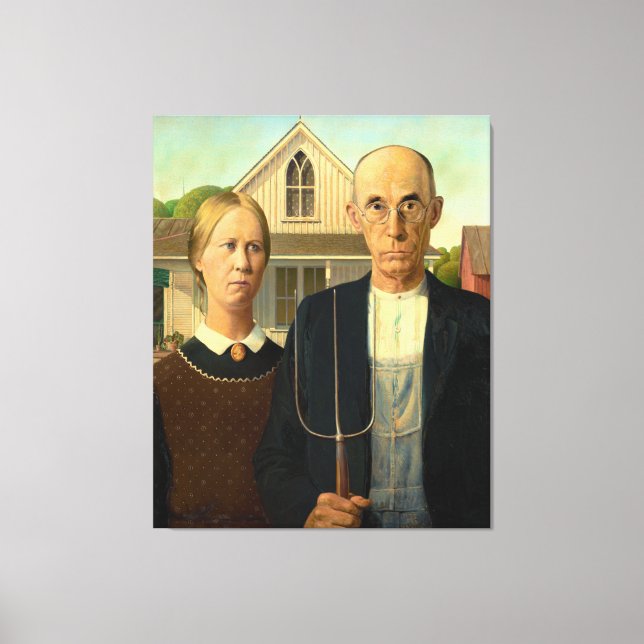 Toile Gothique américain par Grant Wood (1930) (Recto)