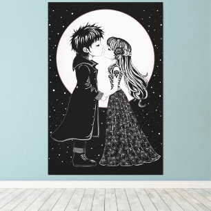 Toile Gothique Emo Enfants Kiss Valentine's Day