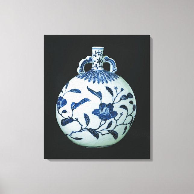 Toile Gourd "bleu et blanc" de pèlerin aux fleurs (Recto)