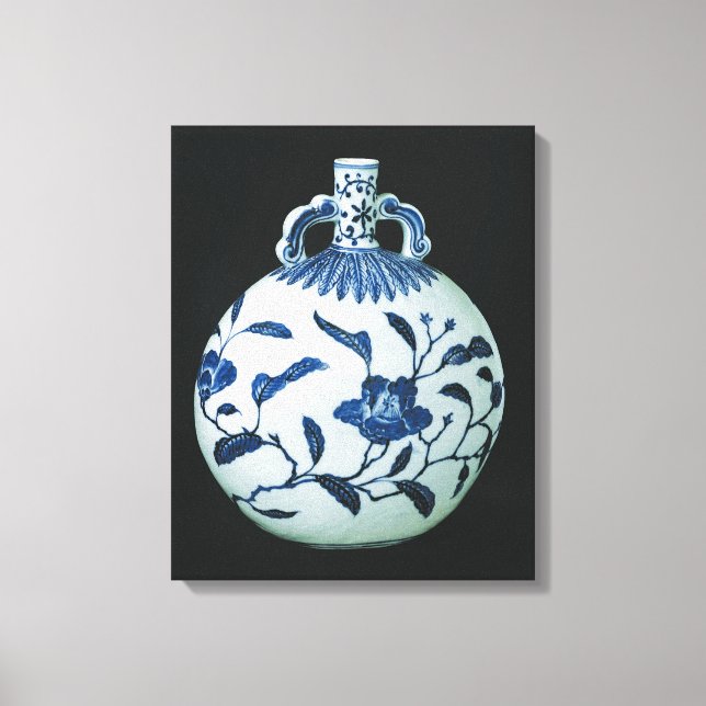 Toile Gourd "bleu et blanc" de pèlerin aux fleurs (Recto)