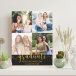 Toile Graduation 4 Grille photo Collage noir et or<br><div class="desc">Chic Canvas Imprimer pour personnaliser pour votre diplômé. Le modèle photo est mis en place pour que vous puissiez ajouter pour vos photos préférées de vos années d'études. Vos photos sont affichées en format carré / instagram dans un simple montage photo de style grille. "Graduate" est écrit à la main...</div>