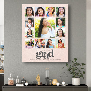 Toile Graduation K-12 Photo Collage rose pâle gras