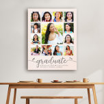 Toile Graduation K-12 Script Photo Collage sur Blush Pin<br><div class="desc">Soyez fier, réjouissez-vous et présentez cette étape importante de votre grade favori. Créez cette vilaine, étonnante, simple, moderne, personnalisée fin d'études secondaires K - 12 photo collage peinture murale pour un souvenir que vous serez toujours chérir. Un visuel amusant et ludique de l'écriture manuscrite gris et mignon, coeurs ludiques, avec...</div>