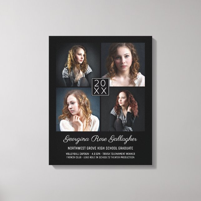 Toile Graduation Keepsaké Photo moderne Collage Classy B (Recto)
