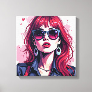 Toile Graffiti Chic Girl Canvas Mur Art pour Salle de do
