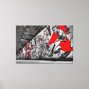 Toile Graffiti d'art de rue noir, rouge et blanc