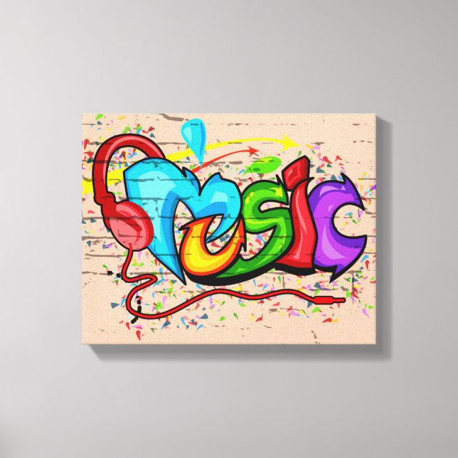 Toile Graffiti de musique colorée cool (Recto)