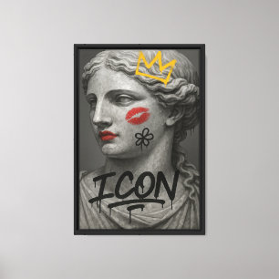 Toile Graffiti déesse emblématique buste avec bâton à lè