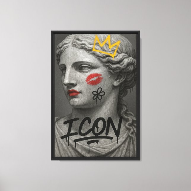 Toile Graffiti déesse emblématique buste avec bâton à lè (Recto)