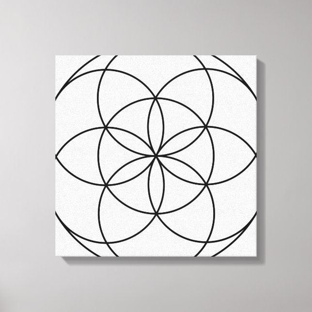 Toile Graine de Vie Géométrie Sacrée noir et blanc (Recto)
