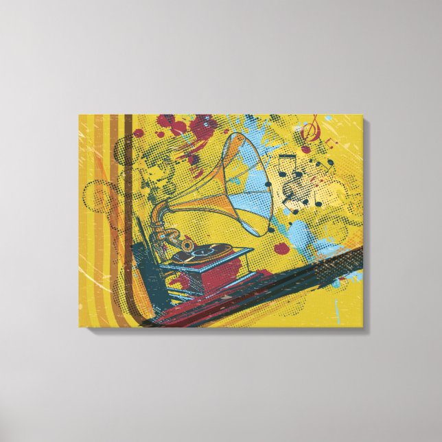 Toile Gramophone rétro poster d'impression (Recto)