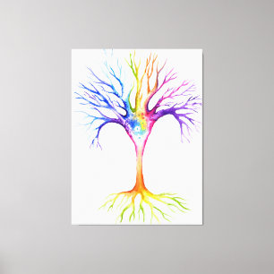 Toile Grand arbre neuronal coloré