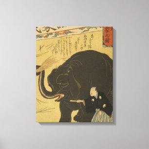 Toile Grand art vintage japonais importé d'éléphant