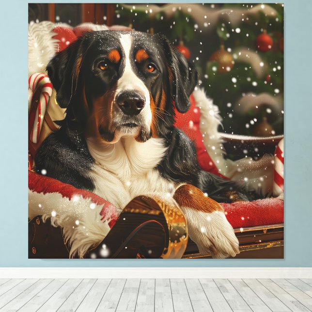 Toile Grand Bouvier Suisse Noël Festif (Insitu (Plancher de Bois))