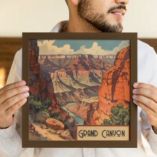 Toile Grand Canyon Retro Design de voyage