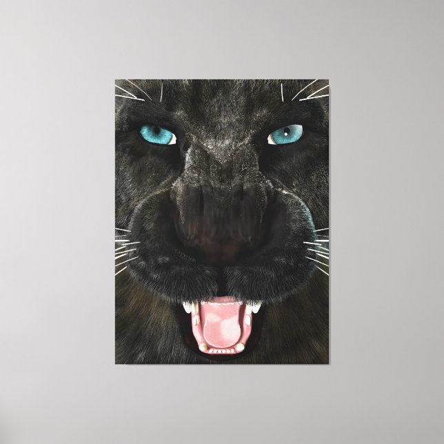 Toile Grand Chat Panther Noir (Recto)