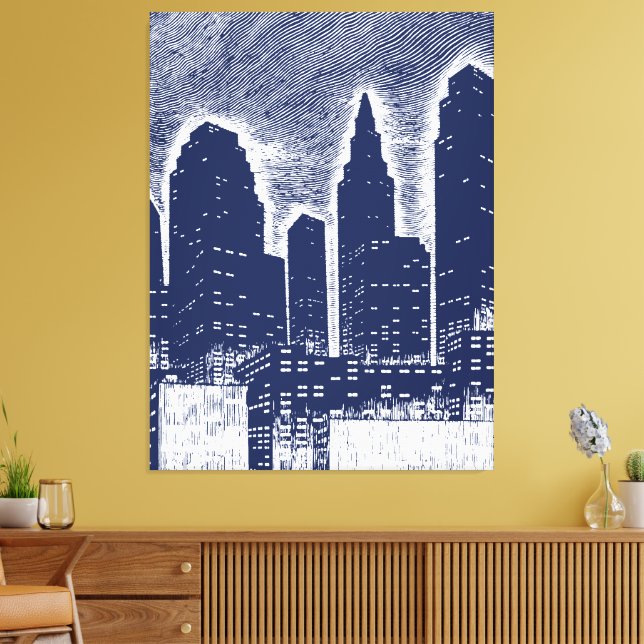 Toile Grand City Night Lights cityscape skyline (Insitu(Salon))