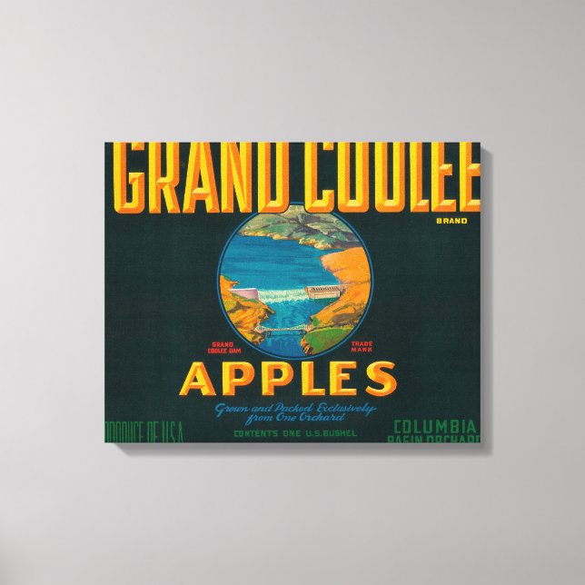 Toile Grand Coulee Apple Étiquette - Coulee, WA (Recto)
