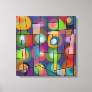 Toile Grand Format Mid Century Style Cercles peints