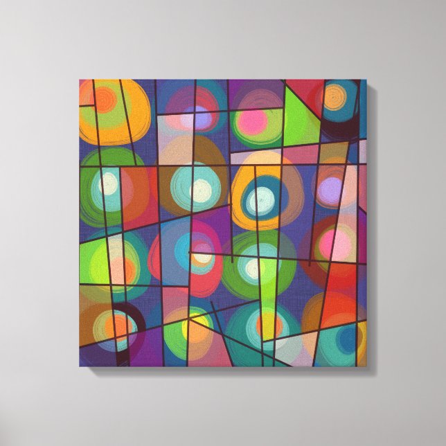 Toile Grand Format Mid Century Style Cercles peints (Recto)